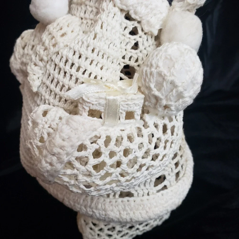 Crochet Lace Doily Christmas Santa‎ Handmade Holiday Decor Shelf Sitter